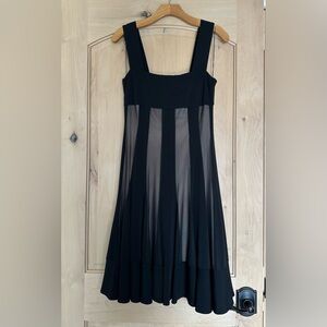 Maggy London Black and Cream Empire Waist Midi Dress